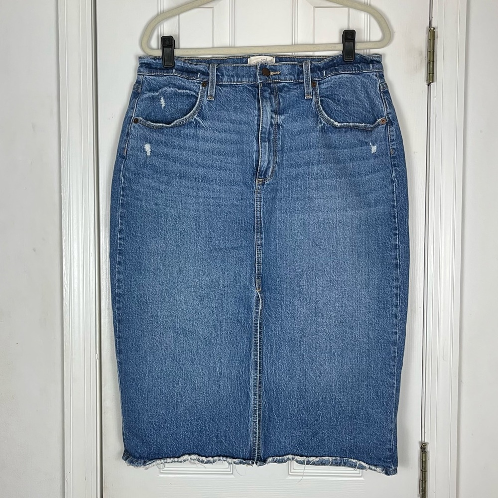 Universal Thread Distressed Denim Midi Skirt